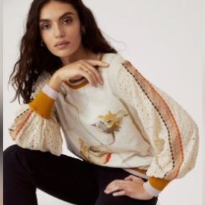 Anthropologie bl^nk Contrast Eyelet Pullover